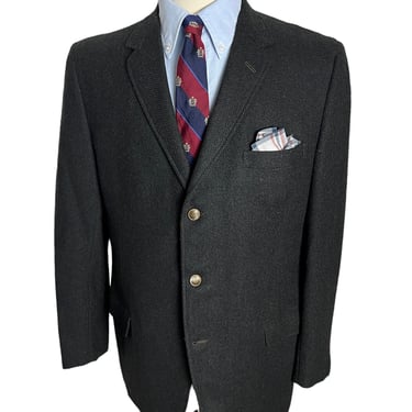 Vintage 1950s BOTANY 500 Herringbone TWEED Wool Blazer ~ 42 R ~ jacket / sport coat ~ Preppy / Ivy Style / Trad ~ 