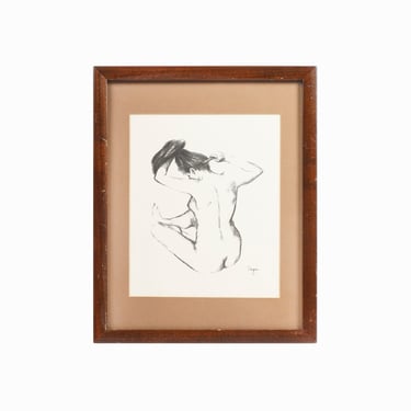 Edgar Degas Lithograph Print on Paper Nude Sketch 