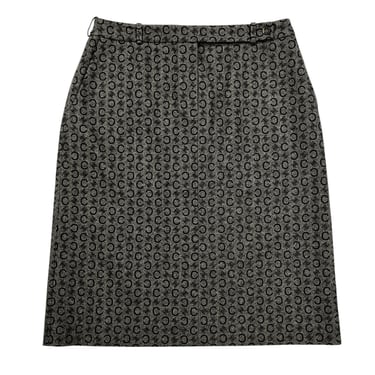 Celine Gray Wool Logo Skirt