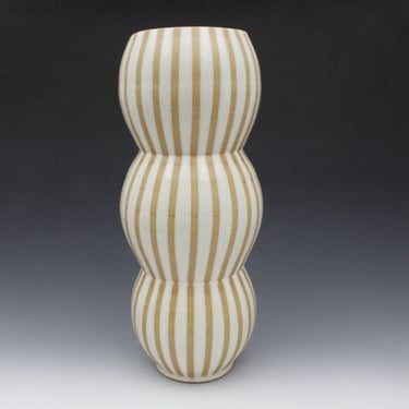 Vase - White and Orange Striped Pattern 
