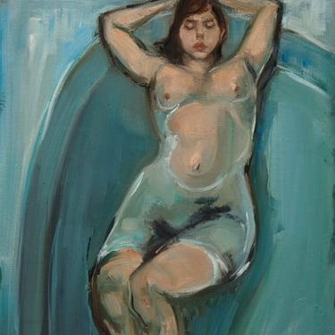 Woman in Bath-Giclee-Fine Art Reproduction Print-Archival-Female Nude-Figure Study-Impressionist-Original Painting-Original Art-Angela Ooghe 