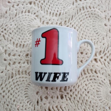 Vintage #1 Wife Coffee Mug - 70s 80s Funny Cup Humorous Saying Anniversary Wedding Gift 