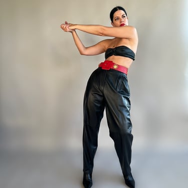 Vintage 90s Buttersoft Leather Pleat Pants 