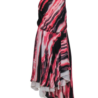 Halston Heritage – Multicolor One Shoulder Asymmetrical Dress Sz L