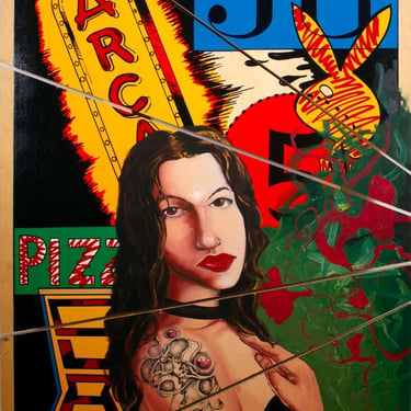 DAZE Chris Ellis Tattooed Girl Coney Island Signed Graffiti Street Art Portrait 