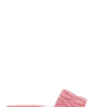 Miu Miu Women Pink Nappa Leather Slippers