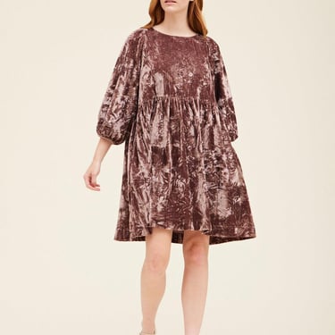 Crushed Velvet Babydoll Dress - Dusty Orchid