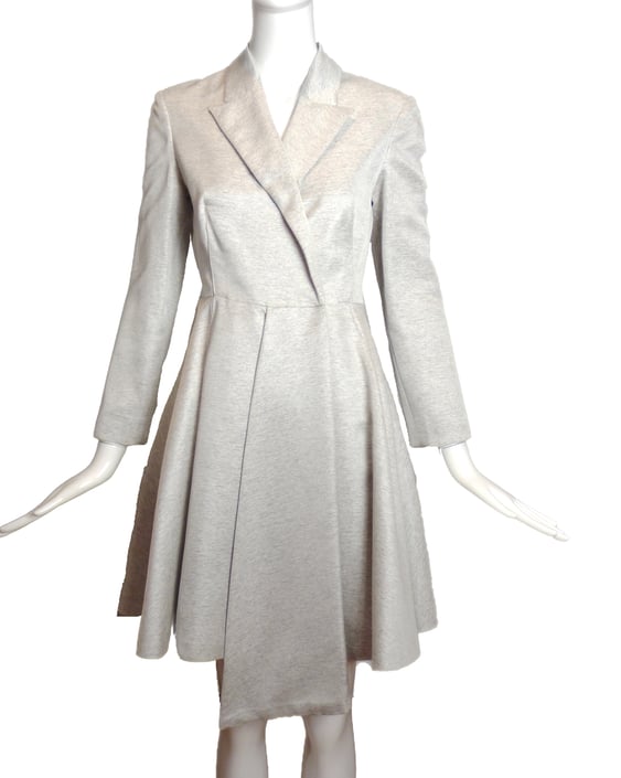 CHRISTIAN DIOR-Silvery Gray Coat Dress, Size-2