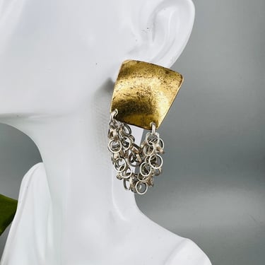 Marjorie Baer mixed Metals earrings Clipon 
