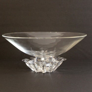 Vintage Mid Century Steuben Crystal Peony Footed Bowl by Donald Pollard 1960s 