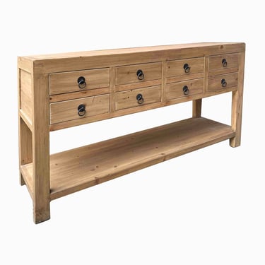 67”w Natural Antique Console Table with 8 Drawers by Terra Nova Designs Los Angeles 