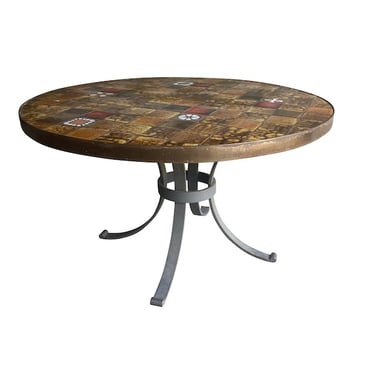 Capron Style Dining Table with Metal Base