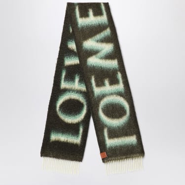 Loewe Green/White Wool And Mohair Scarf Men