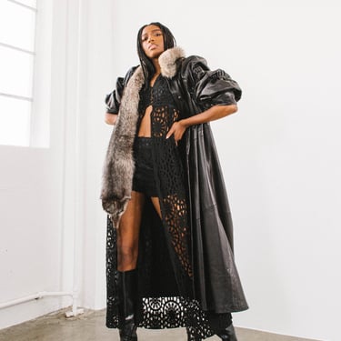 Full Fox Leather Duster Coat