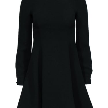 Kate Spade - Black Collared A-Line Dress w/ Flower Sequins Sz 0