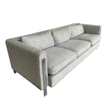 1980s Pace Collection Chrome and Gray Upholstered Sofa