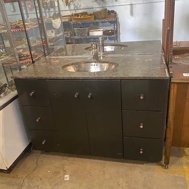 Freestanding Single Bathroom Vanity with Hammered Metal Sink (2 Available)