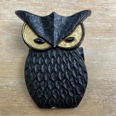 vintage owl clip black and gold metal paper holder 