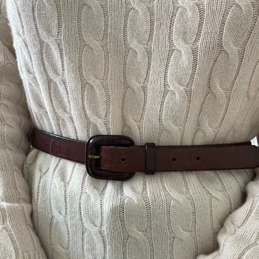 Vintage 90s Express Womens Brown 100% Leather Minimalist Preppy Belt Sz M 