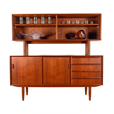 Danish Teak 60″ Sideboard w Sliding Doors + Optional Display Top