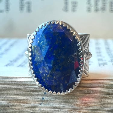 Sagitta Silver Thick Band - Lapis - Size 6.25