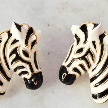 Zebra Enamel Earrings