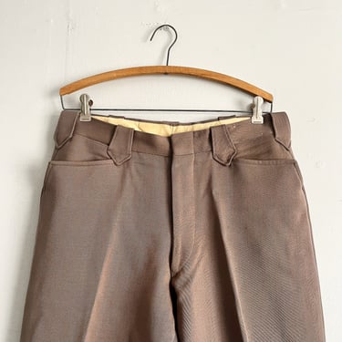 Vintage 60s Gab Style poly blend Western Pointed Cornered Pocket Slacks Pants Pearl Snap Buttons Size 31 Waist 