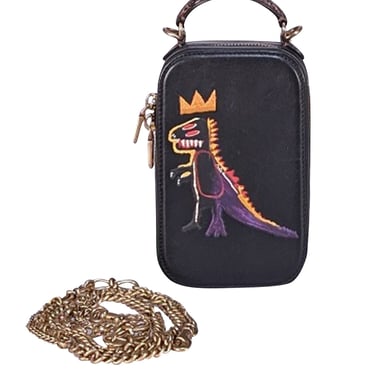 Coach - Black Leather Jean Michel Baquiat Alie Camera Bag w/ Snakeskin Detail