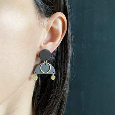 long concrete earrings | drop concrete earrings | dangle concrete earrings | stainless | concrete jewelry | half circle concrete earrings 