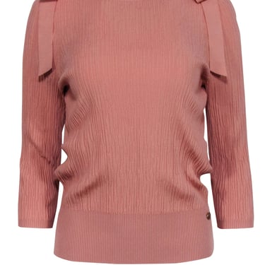 Chanel - Mauve Pink Ribbed Knit Top Sz 6