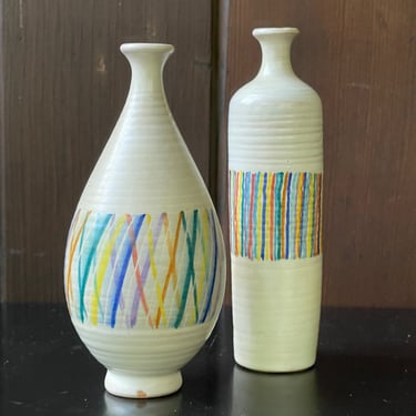 Vintage Ceramic Vase Pair Mid-Century 