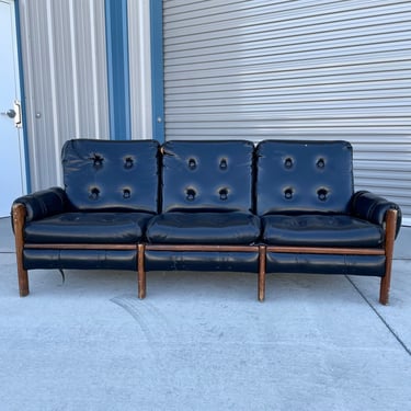 1950s Mid Century Leather Safari Sofa 