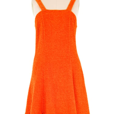 1970s Orange Tinsel Mini Dress