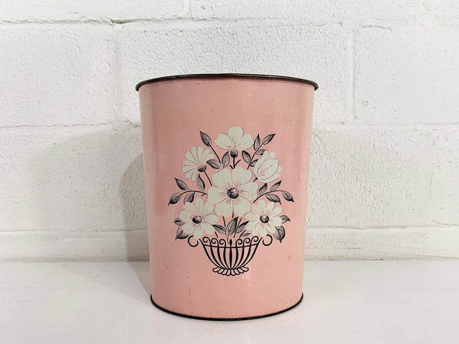 SEVENSTAR　TRASH CAN  VINTAGE Vintage 1980s Flower Power Trash Can Art Studio Garage
