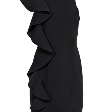 Cinq a Sept - Black Sleeveless Ruffle Front Sheath Dress Sz 10