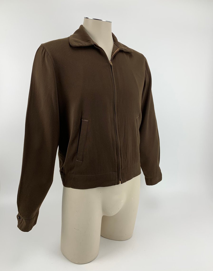 1950's RICKY Jacket - HERCULES OUTERWEAR - Chocolate Brown Rayon