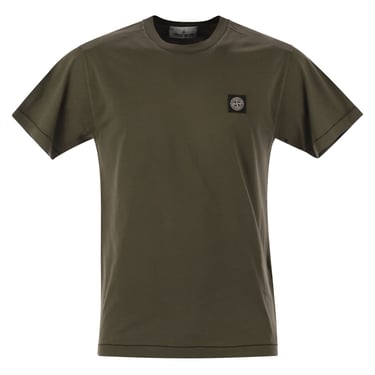 Stone Island Men Short-Sleeved T-Shirt With Compass Logo Patch