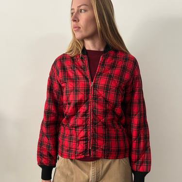 Plaid Nylon Quilted Work Jacket