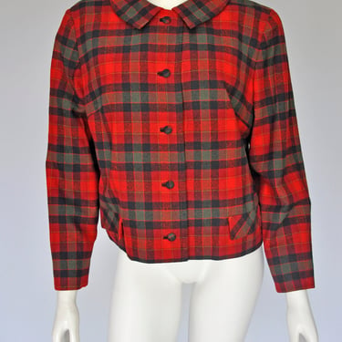 70s red plaid cropped Pendleton jacket M/L 