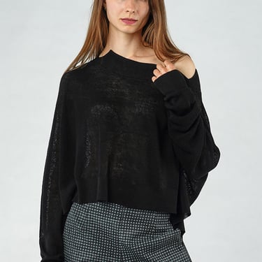 Oversized Drop Shoulder Linen Blend Knit Pullover