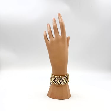 Vintage 70s Coro Bracelet | Chunky Herringbone Goldtone Bracelet 