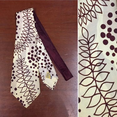 Vintage 1940’s Necktie, Atomic Ivy Print, 1950’s Tie, Rockabilly Tie, Swing Tie, Sun Valley Ties, Mid Century Tie 