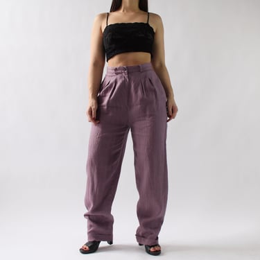 Vintage Lilac Linen Trousers - W27