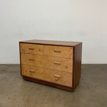 Burl wood and oak chest of drawers 