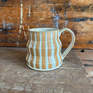 Mug - White and Orange Striped Accordian 