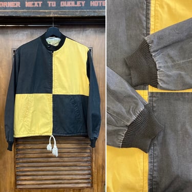 Vintage 1950’s Black and Yellow Mod Nautical Cotton Windbreaker Jacket, 50’s Vintage Clothing 