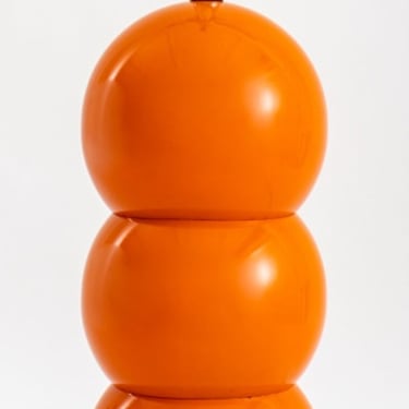 Mod Orange Sacked Ball Table Lamp, 1970s
