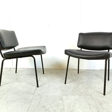 Vintage Conseil Chairs by Pierre Guariche 1950's, France - mid century chairs - skai chairs - mid century modern dining chairs 