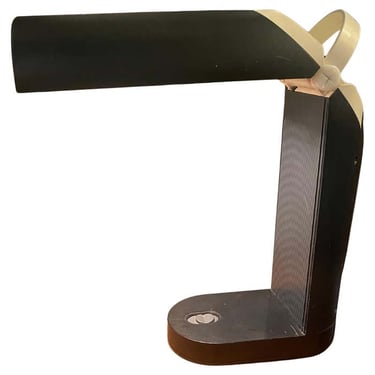 Midcentury Foldable Portable Black and Cream Desk Lamp