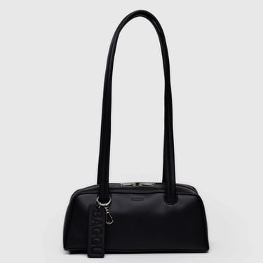 Small Recycled Leather Bowler Bag in Black